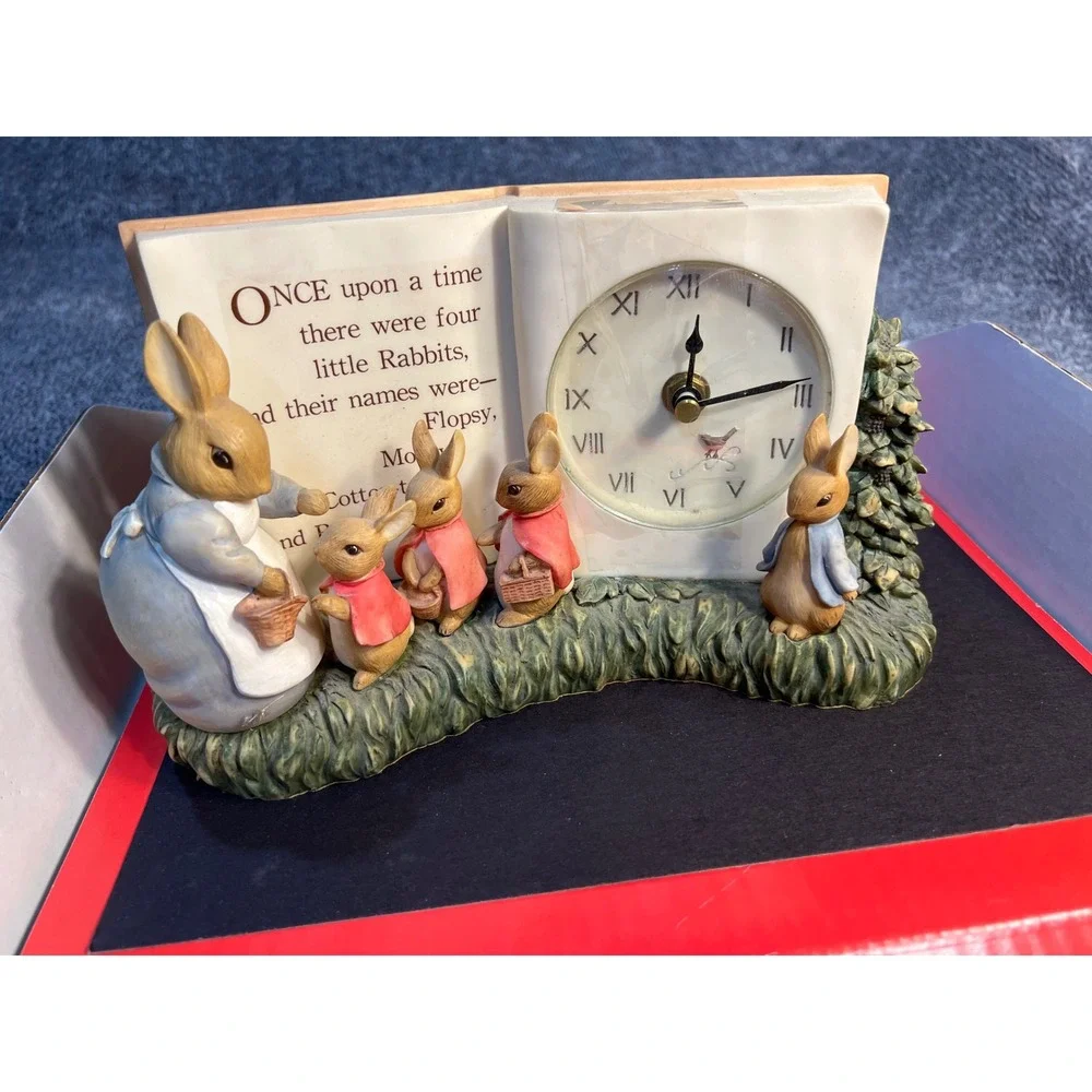 Michel & Co Beatrix Potter Peter Rabbit Storybook Mantel Clock Figurine Nursery